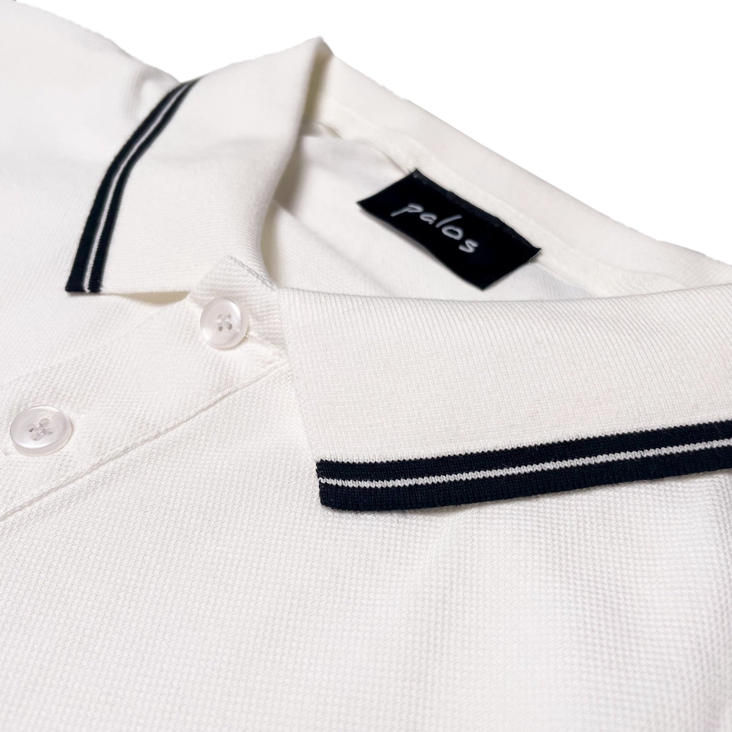Black on White Pique Polo - Palos